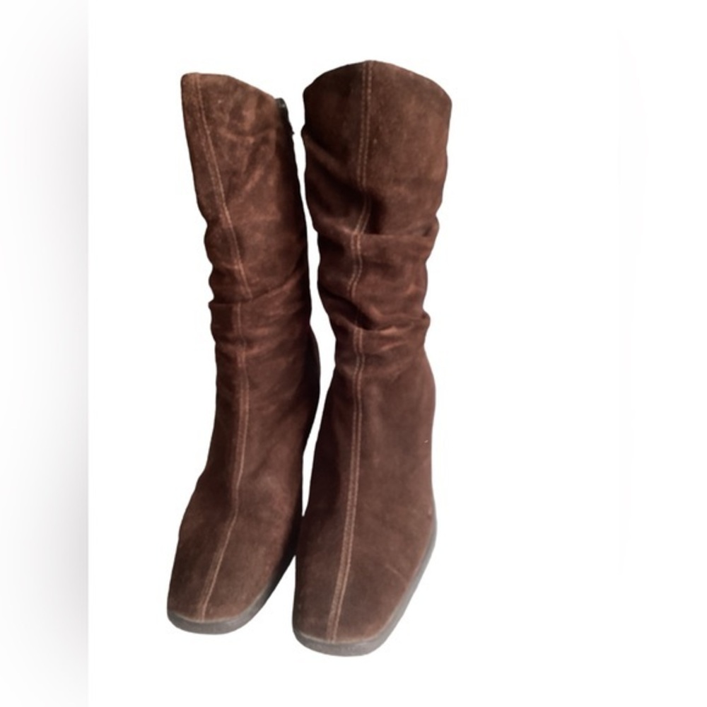 Bass Brown Suede Boots Wedge Slouch Leather 7.5 8 8.5